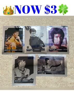 All 5 Bruce Lee Dragon 2024 Silver Chrome Refractor MMA Movie Cards BV $50